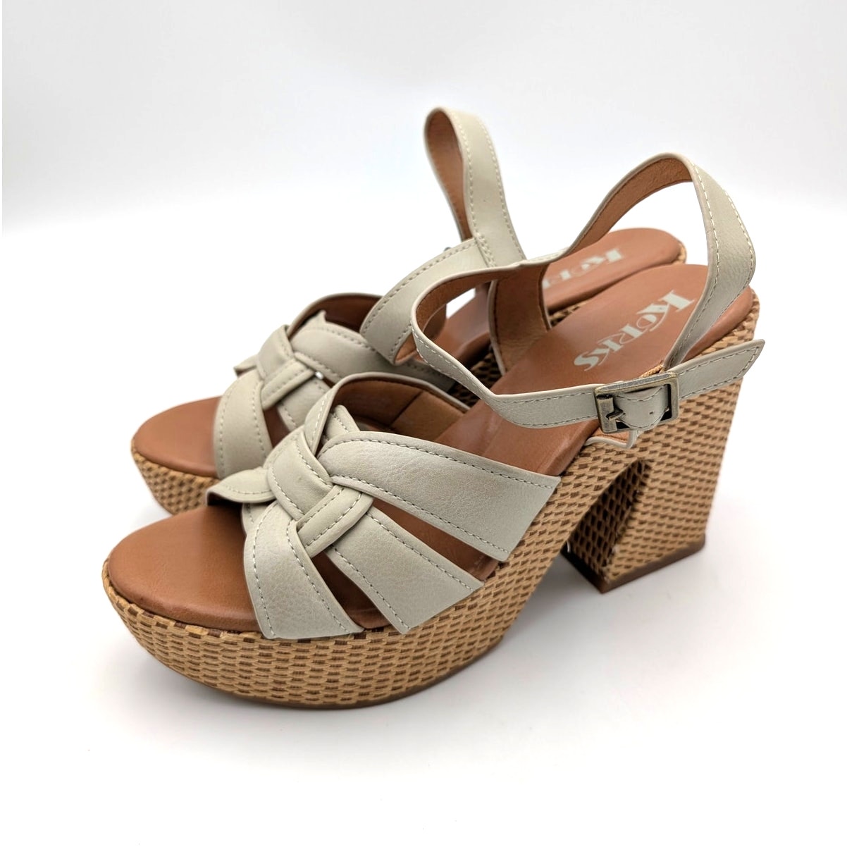 Korks Dee Wedge Platform Block Heel Sandals Women's Off White Size Us10m Eu40.5